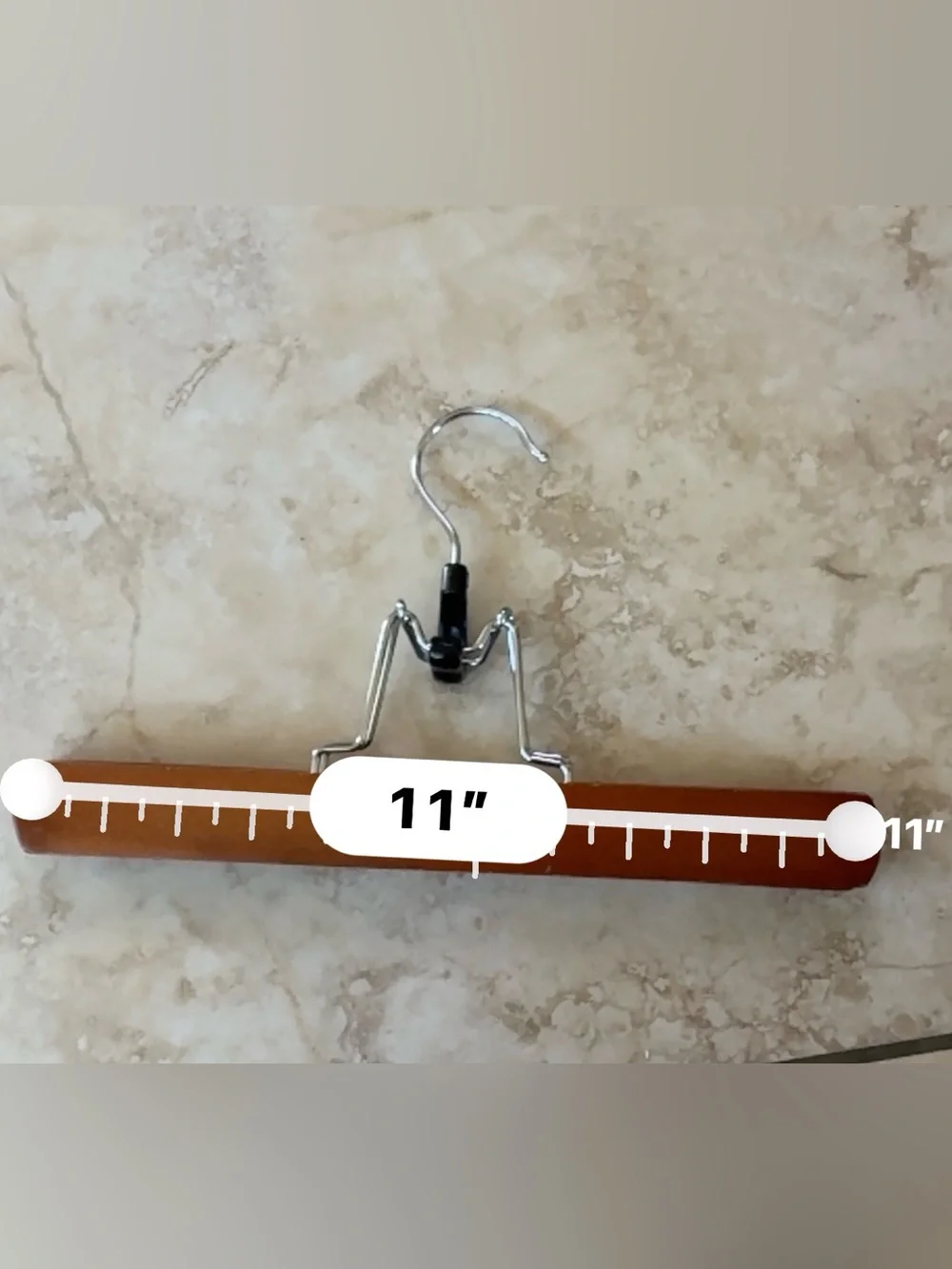 Set of 7 Wooden Clamp Hangers Assorted Wood Skirt Pants Closet Storage